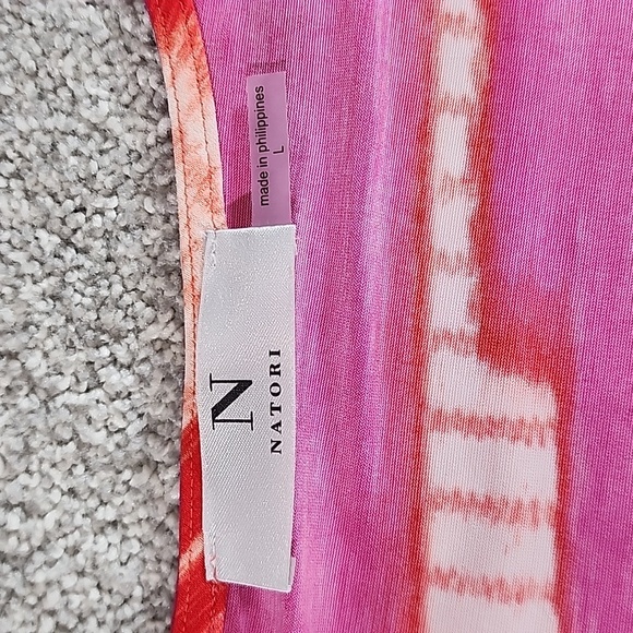 Natori V-Neck Ruched Short Sleeve Geometric Blouse Size Large - Picture 8 of 10